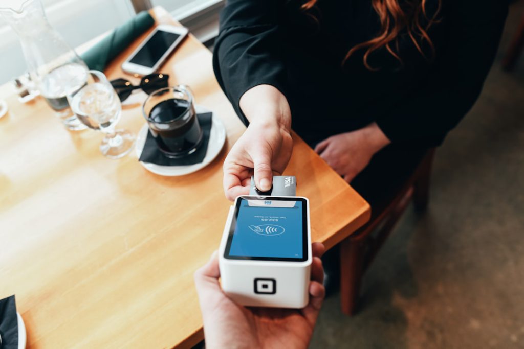 Credit card payment terminal used for POS transactions at a Florida business