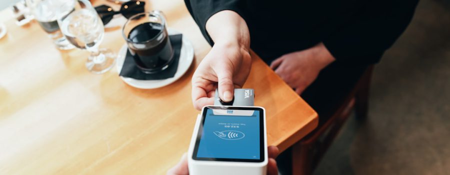 Credit card payment terminal used for POS transactions at a Florida business